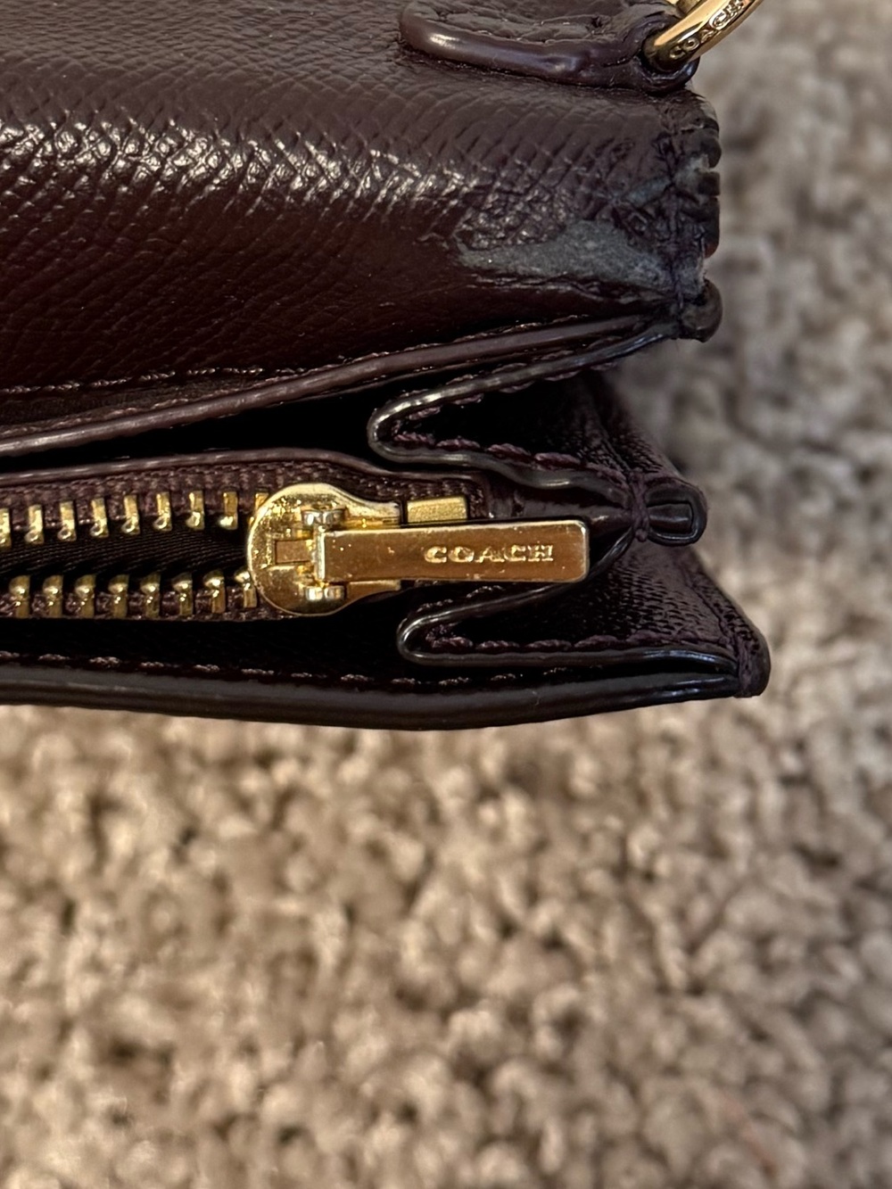 Coach Metallic Raspberry Leather Chain Convertible Crossbody Wristlet - Picture 8 of 9